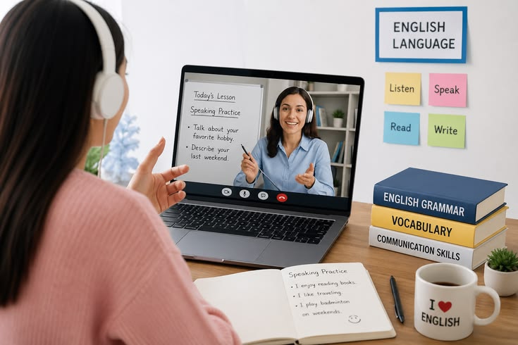 Học viên học tiếng Anh trực tuyến cùng giảng viên GI-IELT