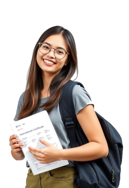 Học viên cầm chứng chỉ quốc tế sau khi hoàn thành ôn luyện chứng chỉ APTIS tại Viện GI-IELT